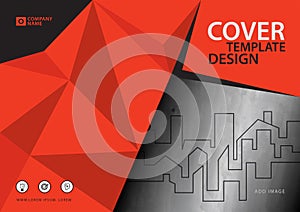 Orange cover template for business industry, Real Estate, building, home,Machinery, other. polygonal background photo