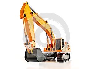 Orange crawler excavator on white background photo