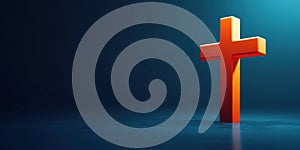 Orange cross symbol on dark background with dramatic lighting effects