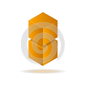 Orange cube abstract isolated element for logo