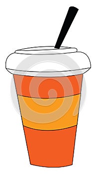 An orange cup of coffee, vector or color illustration