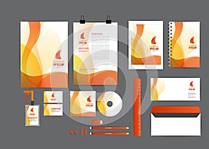 Orange with curve graphic corporate identity template