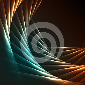 Orange and cyan laser lines abstract hi-tech background