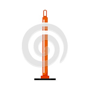 Orange cylinder delineator post barrier isolated on white background