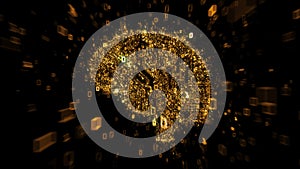 Orange digital brain concept - computer circuit with binary code