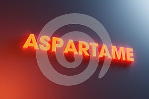 Orange 3D title Aspartame - C14H18N2O5 - Artificial sweetener photo