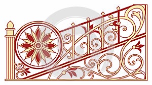 Orange Decorative Railing Pattern Vector Art, vector design Generative AI