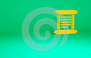 Orange Decree, paper, parchment, scroll icon icon isolated on green background. Minimalism concept. 3d illustration 3D