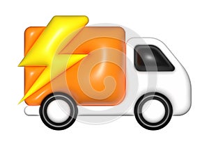 Orange delivery car van 3d, icon 3d, free shipping, fast delivery