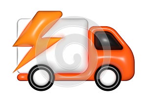 Orange delivery car van 3d, icon 3d, free shipping, fast delivery