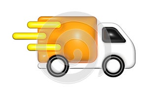 Orange delivery car van 3d, icon 3d, free shipping, fast delivery