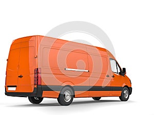 Orange delivery van - rear view