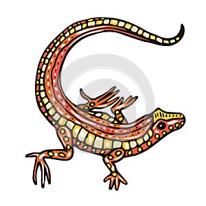Orange desert lizard with long tail flat color vector image