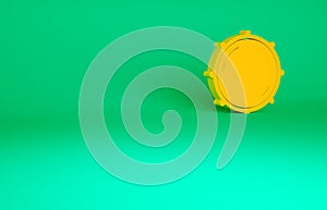Orange Dial knob level technology settings icon isolated on green background. Volume button, sound control, analog