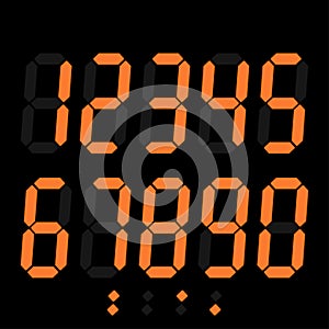 Orange digital numbers on black background