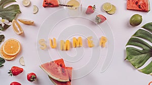 The orange disappears through a tube and the letters from the ice in the form of the word `summer` melt away,