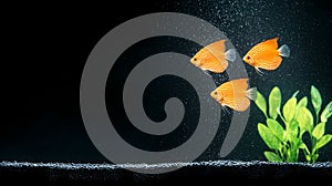 A Orange Discus Fish in Aquarium