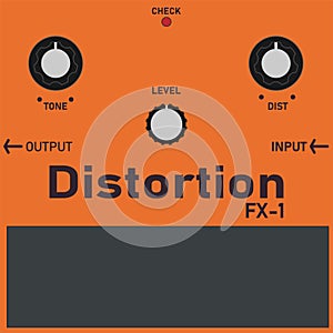 Orange distortion guitar stomp box effect.
