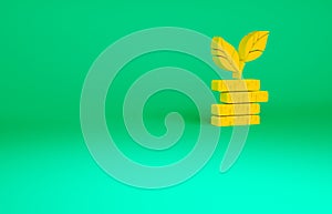 Orange Dollar plant icon isolated on green background. Business investment growth concept. Money savings and investment