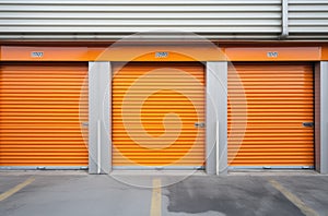 Orange door Self Storage Units hallway perspective