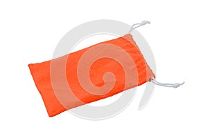 Orange drawstring bag isolated on a white background,Clipping path Included