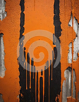 Orange Drip on Textured Wall