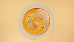 Orange drop with tangerine fruit and orange slice metaphor vitamin c ingredient