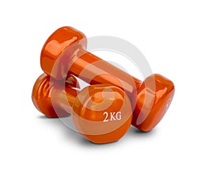 Orange dumbbell Weights