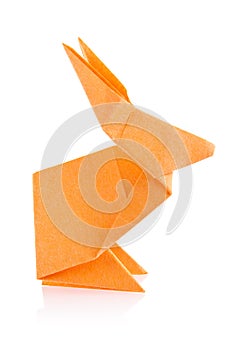 Orange easter bunny of origami.