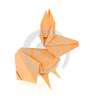 Orange easter bunny of origami