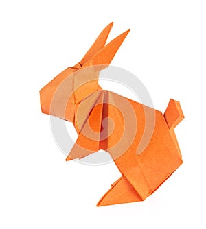 Orange easter bunny of origami
