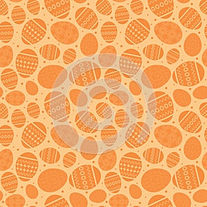 Orange easter seamless pattern with decorated easter eggs