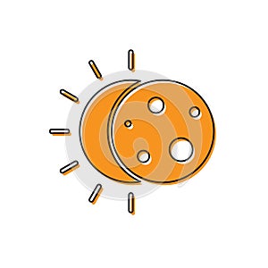 Orange Eclipse of the sun icon isolated on white background. Total sonar eclipse. Vector Illustration photo