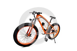 Orange electric bike on white background.Sport bike