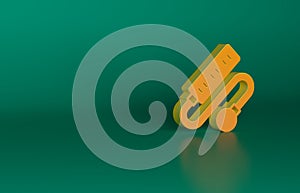 Orange Electric extension cord icon isolated on green background. Power plug socket. Minimalism concept. 3D render