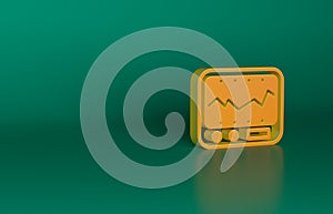 Orange Electrical measuring instrument icon isolated on green background. Analog devices. Measuring device laboratory