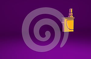 Orange Electronic cigarette icon isolated on purple background. Vape smoking tool. Vaporizer Device. Minimalism concept