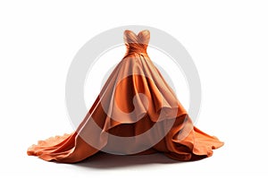Orange evening dress isolated on white background. Clipping path included