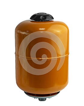 Orange expansion tank for heating system.