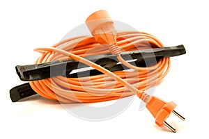 An orange extension cord