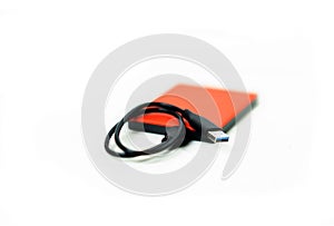 The orange external harddisk USB 3.0