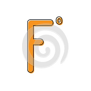 Orange Fahrenheit icon isolated on white background. Vector Illustration