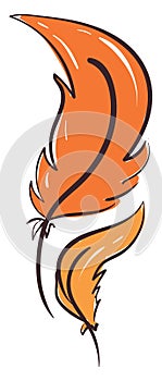 Orange feather, illustration, vector