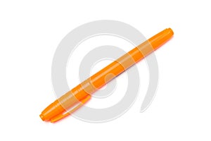 Orange felt-tip pen isolated on white background