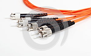 Orange fiber optic ST connector patchcord photo