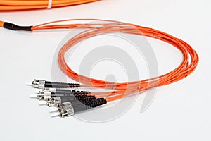 Orange fiber optic ST connector patchcord