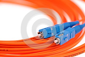Orange fiber optical network cable