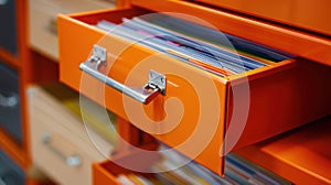 The orange filing cabinet. AI generated