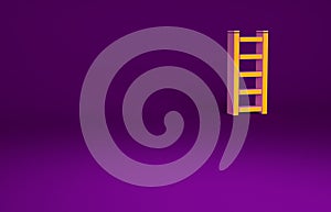 Orange Fire escape icon isolated on purple background. Pompier ladder. Fireman scaling ladder with a pole. Minimalism photo