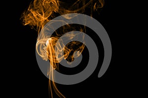 Orange fire smoke on black background